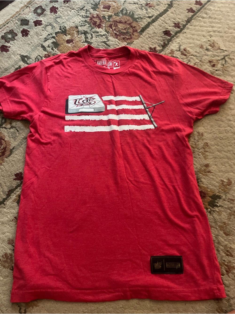 Baseballism Kids' Red Graphic Tee - Baseball Flag Design